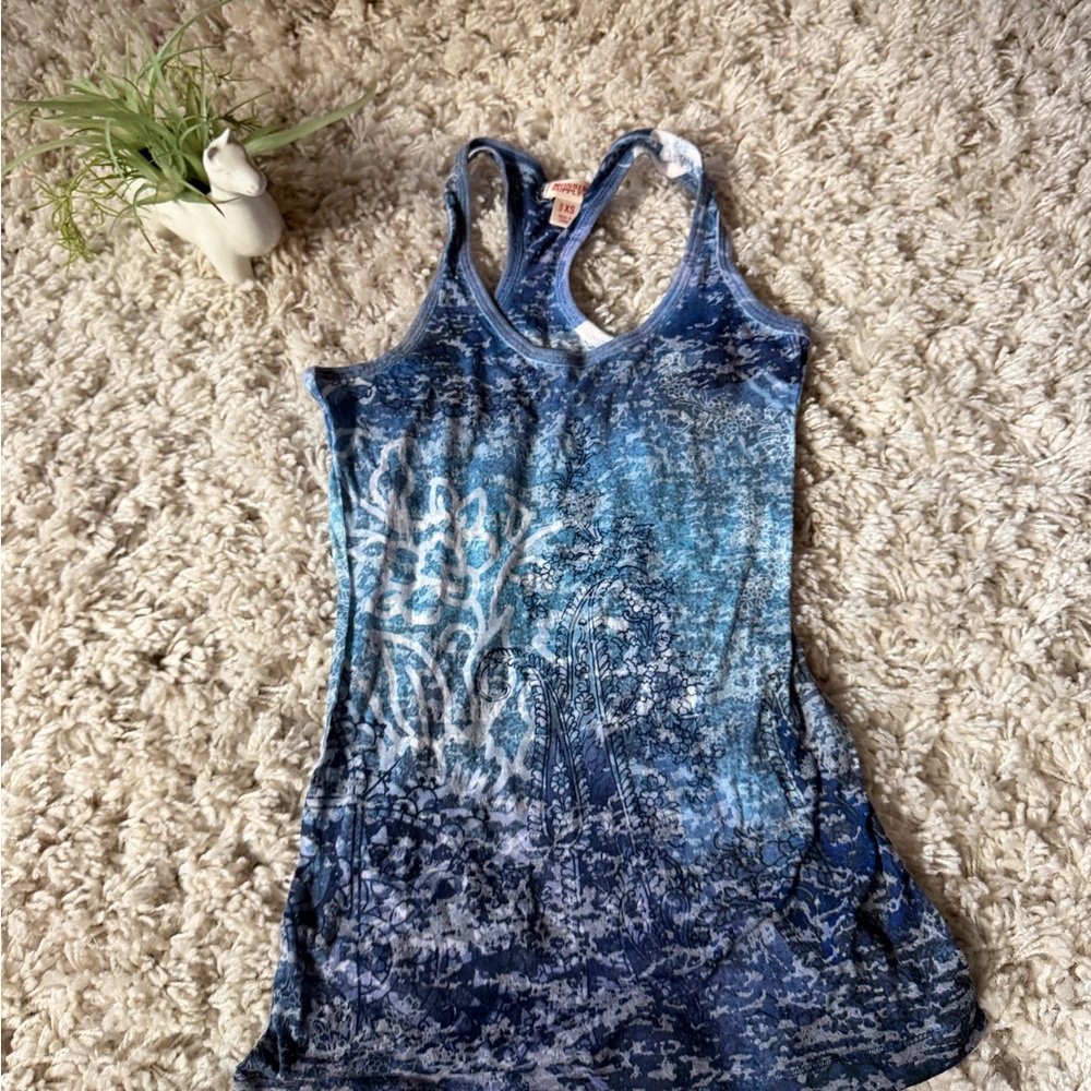 Mossimo Supply Co. Blue and White space hippie tie-dye Bohemian Women's Tank Top